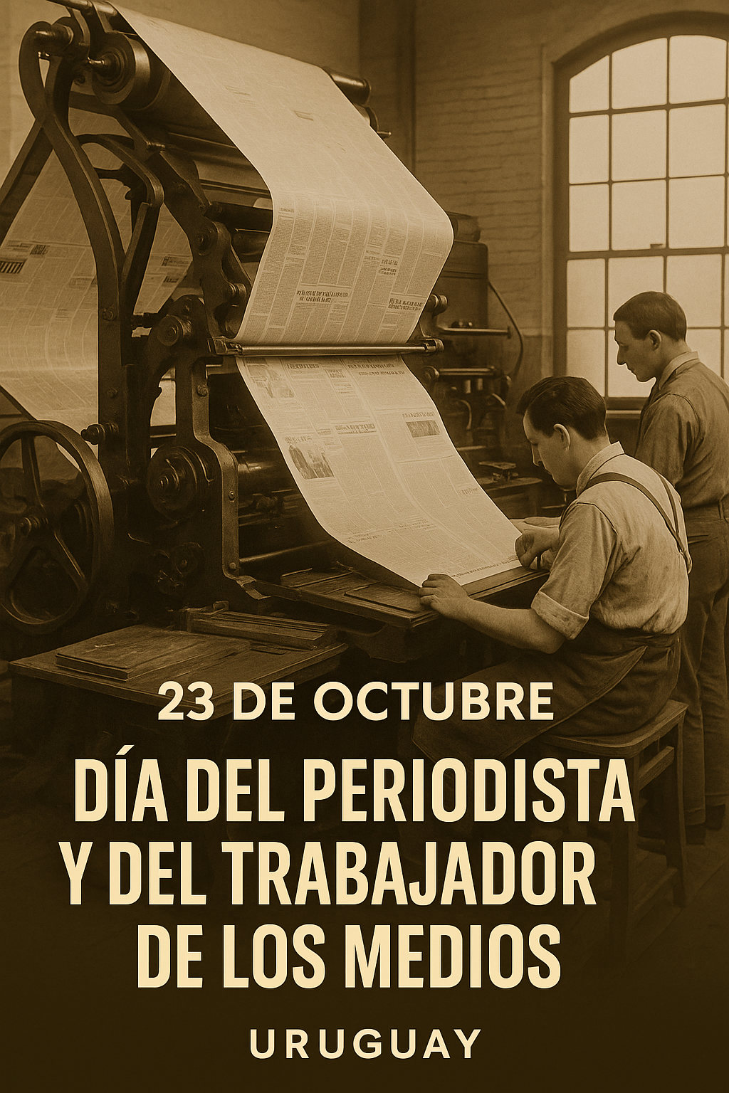 Periodistas uruguayos trabajando en redacción durante el Día del Periodista.