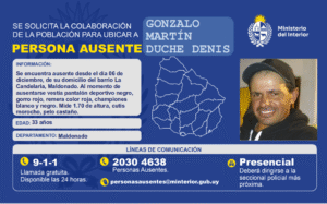 LLAMADO URGENTE A LA POBLACIÓN – PERSONA AUSENTE EN MALDONADO