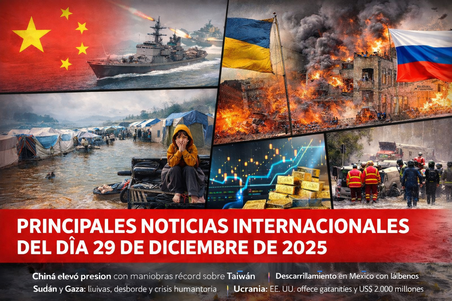 Portada con resumen de principales noticias internacionales del 29 de diciembre de 2025