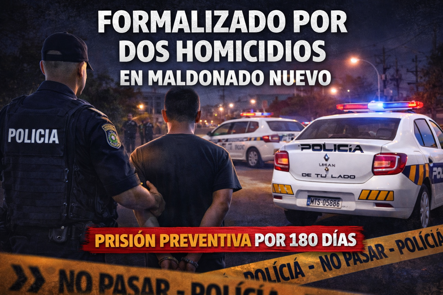 Operativo policial en Maldonado Nuevo: formalizado por dos homicidios y prisión preventiva por 180 días (imagen ilustrativa)