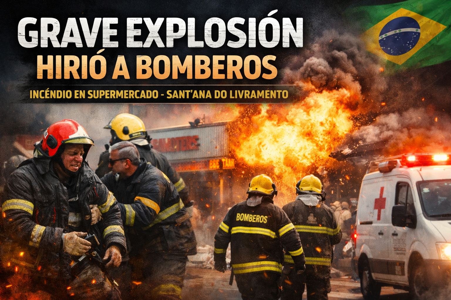 Explosión durante incendio en un supermercado de Sant’Ana do Livramento hirió a bomberos (imagen ilustrativa)