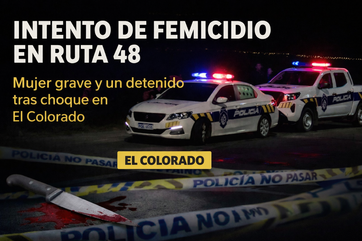 Operativo policial en Ruta 48 tras intervención en El Colorado (imagen ilustrativa).