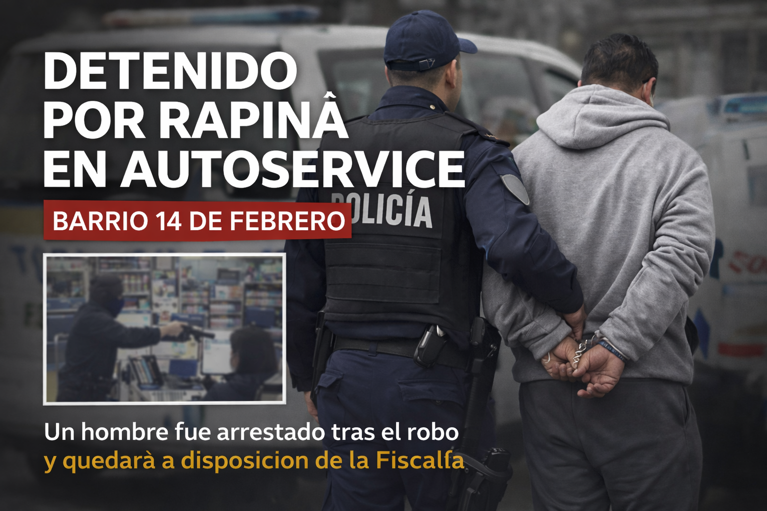 Rapiña en autoservice del barrio 14 de Febrero: detienen a un sospechoso