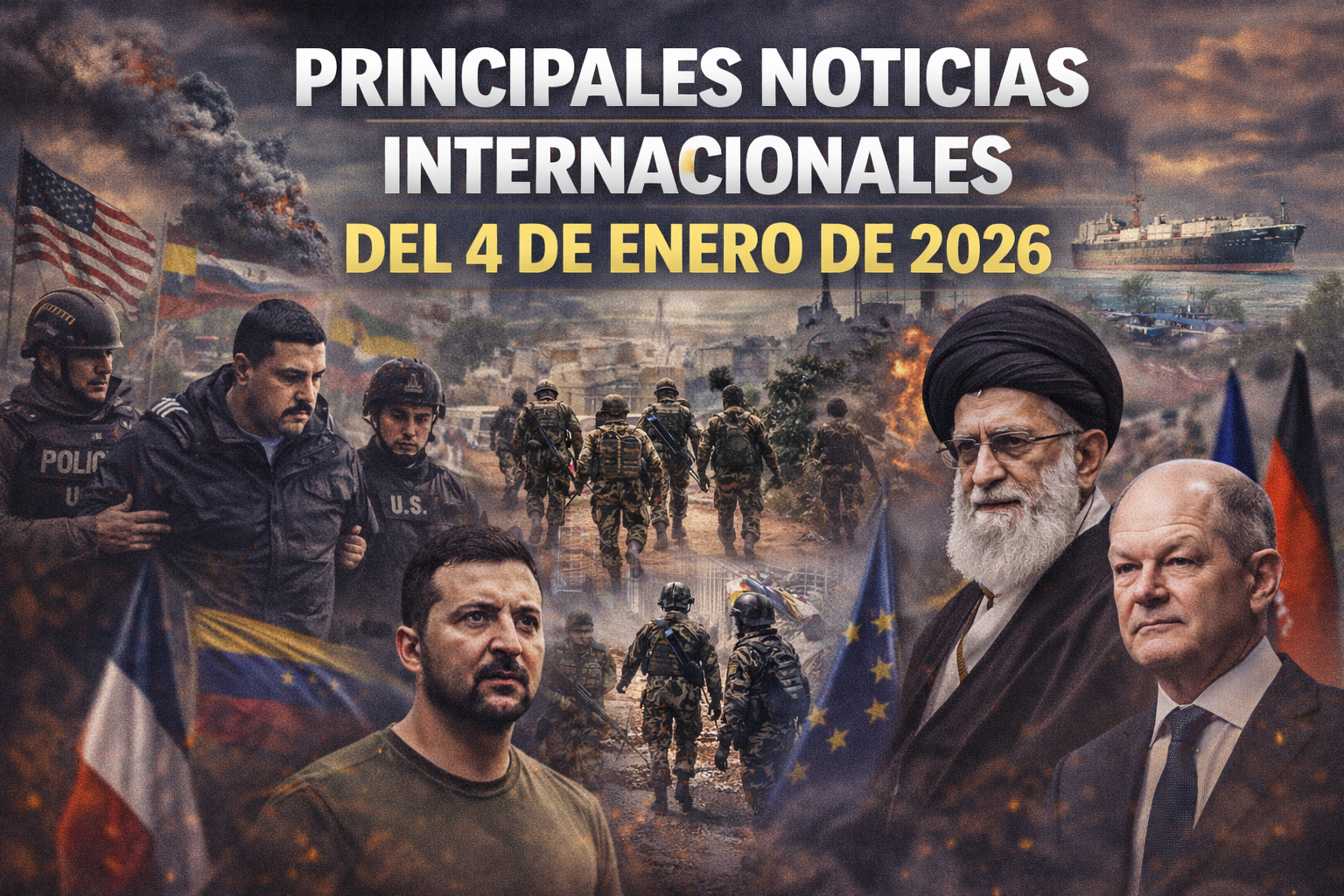 Imagen ilustrativa del resumen de principales noticias internacionales del 4 de enero de 2026
