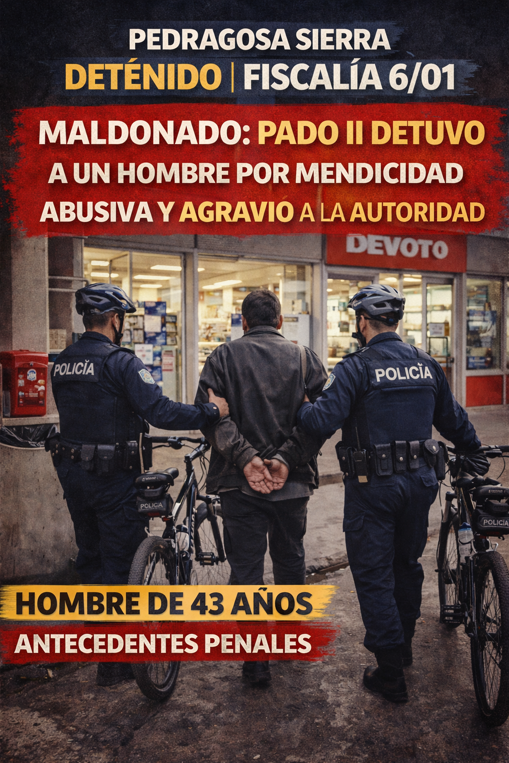 Imagen ilustrativa de un operativo del PADO II en Maldonado por mendicidad abusiva y agravio a la autoridad