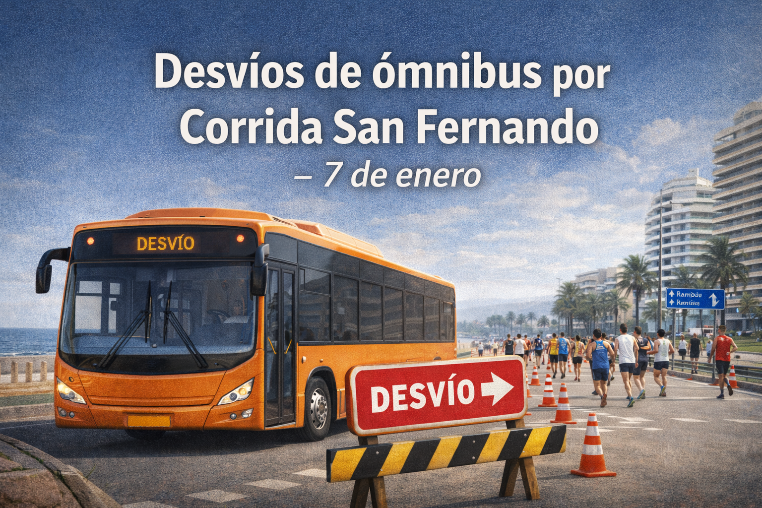 Imagen ilustrativa sobre desvíos de ómnibus por la Corrida San Fernando en Maldonado