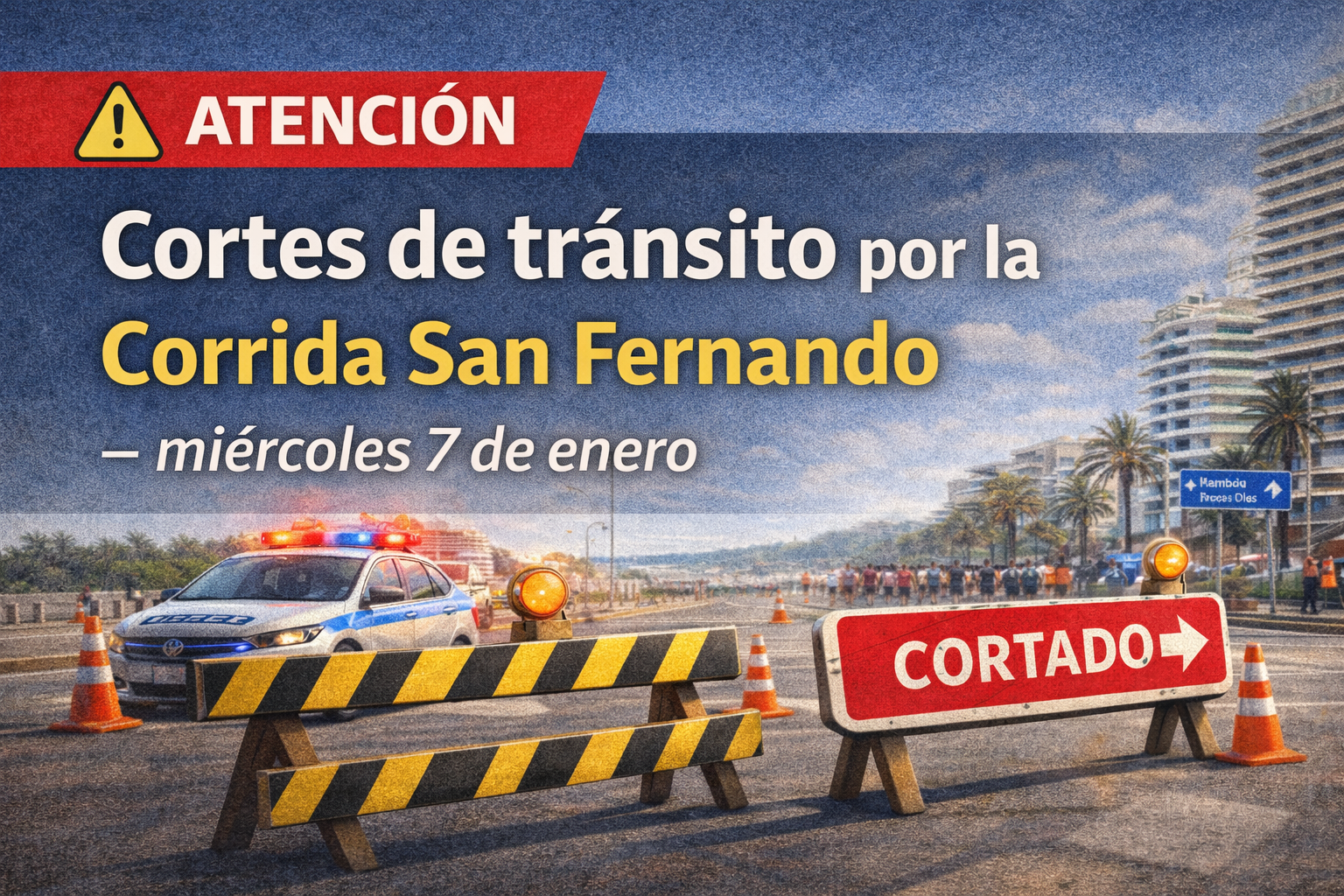 Imagen ilustrativa sobre cortes de tránsito por la Corrida San Fernando en Maldonado