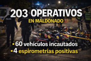 Maldonado: 203 operativos en una semana, 60 vehículos incautados y cuatro espirometrías positivas