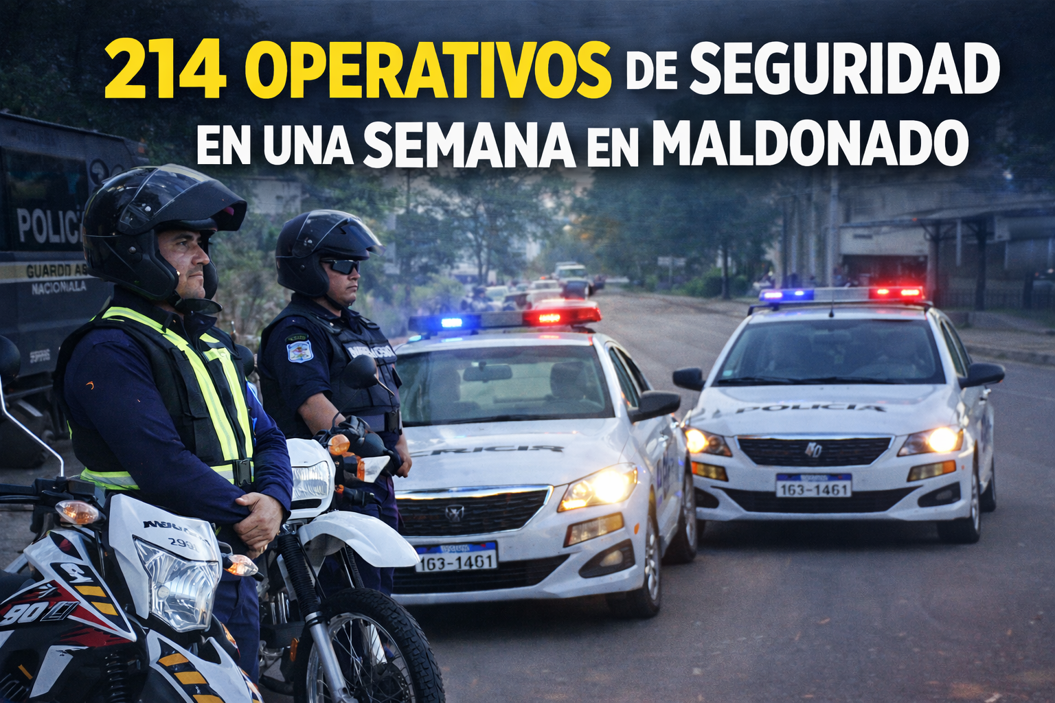 Imagen ilustrativa de un operativo policial en Maldonado sobre una semana con 214 controles de seguridad en el departamento.