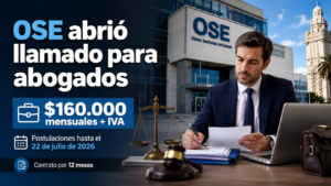 OSE abrió un llamado para abogados con honorarios de $160.000 mensuales: requisitos y cómo postularse