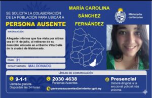 Buscan a una mujer de 31 años ausente en Maldonado