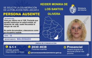 Buscan en Maldonado a Keider Monika de los Santos Olivera, de 18 años