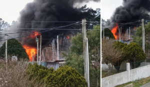 Voraz incendio en barrio Míguez destruyó tres viviendas y dos motos