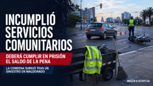 Incumplió servicios comunitarios y deberá cumplir en prisión el saldo de su condena