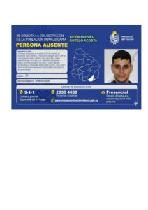 Buscan a Kevin Nahuel Sotelo Acosta, de 21 años, desaparecido en Santa Mónica
