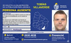 Buscan a Tobías Villaverde, de 32 años: fue visto por última vez en Minas y podría dirigirse a San Carlos